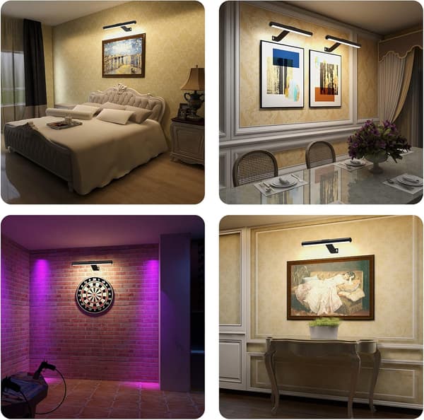 Remote Control Wall Lamp, Picture LED Wireless Lamp, Rechargeable Battery, for Artwork, 300 Lumen Brightness, Adjustable