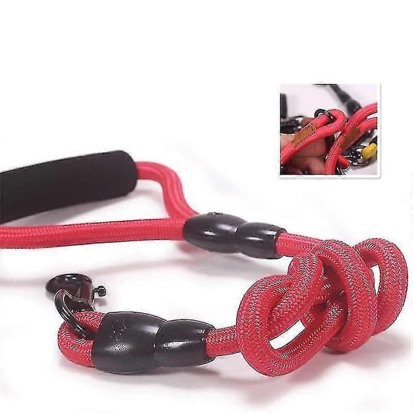 Pet Leash Detachable Dog Leash with Foam Handle 1 Leash for 2 Dogs (Red)