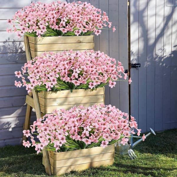 6 st konstgjorda violer, utomhus blekningsfria blommor (rosa)