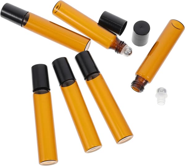 20 st 10 ml glasflaskor med roll-on för parfym och eteriska oljor, tomma påfyllningsbara underförpackningar med kulor i rostfritt stål