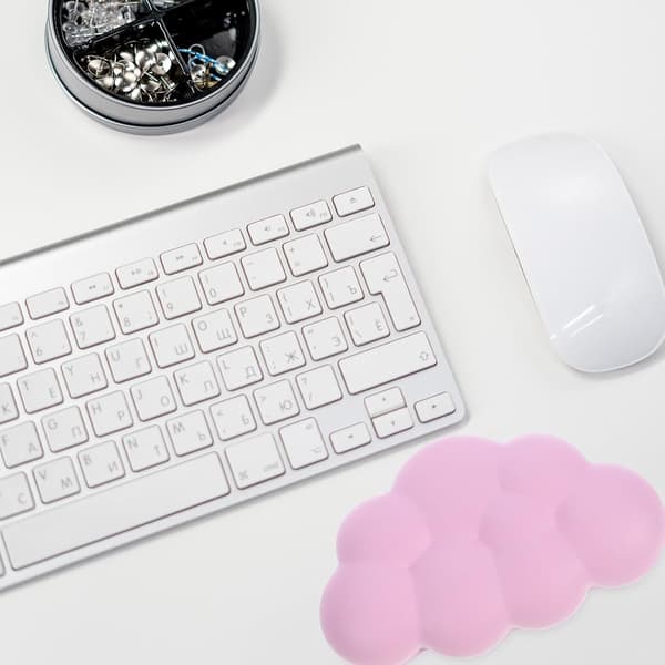 Cloud-shaped Memory Foam Wrist Rest Pad for Mouse Mat, Pink Small Cloud Shape