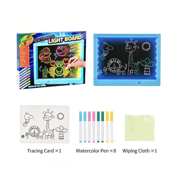 LED-tegnebræt med lys og musik – 3D LCD-skriveplade til børn, doodle- og skitselegetøj [Ho]