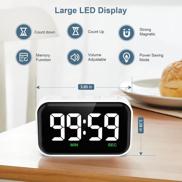 Kitchen Timers for Cooking, 3.5-inch Digital Timer, Magnetic Countdown Timer Volume Adjustable for Cooking Fitness Baking