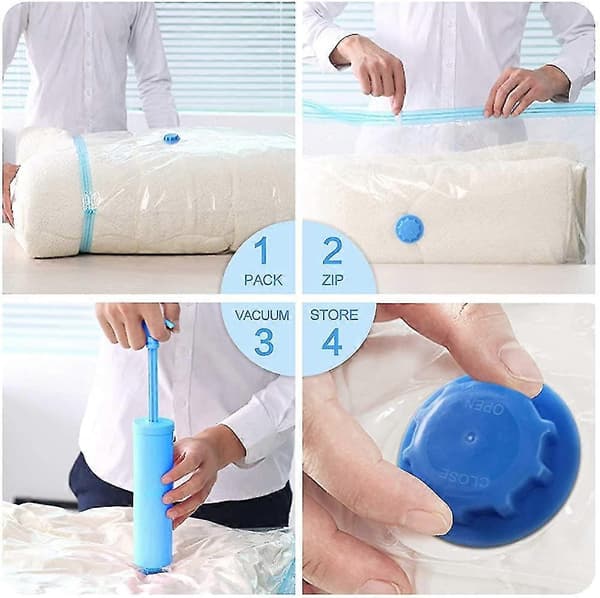 Vacuum Storage Bags, 8-Pack (4 Jumbo + 4 Large) Double Zipper Storage Bags, Space