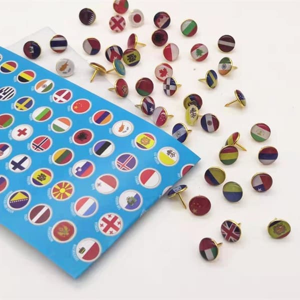 Map Tacks with National Flags, Thumb Grips, Country Map, Map Pins for Bulletin Board, Map, Office [Ho]