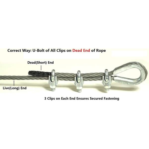M3 wireklemmer, U-bolt kabelklemmer i rustfrit stål, 3 mm diameter, pakke med 12