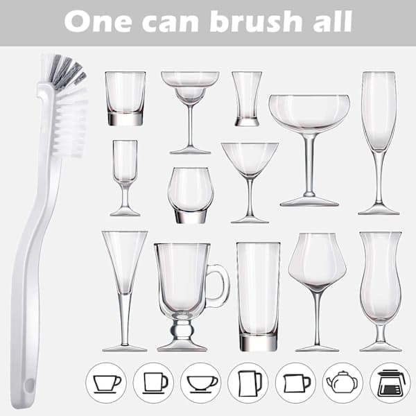 5-piece Dish Brush Set (White and Black) Suitable for Kitchen Counters and Bathrooms.