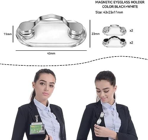 Magnetic Eyeglass Holder, 4pcs Magnetic Eyeglass Holder Practical for Glasses and ID Badges Fixed Items