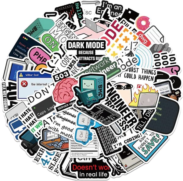 50 stk Programmeringsklistremerker, Gaver til Utviklere, Programmerere, Hackere, Ingeniører, Programklistremerker for Laptop, Datamaskin, Vann