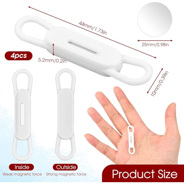 Magnetic Pen Holder, 4 Pcs Adjustable Silicone Pen Holders for Desk, Refrigerator, Whiteboard, Office Supplies White White White