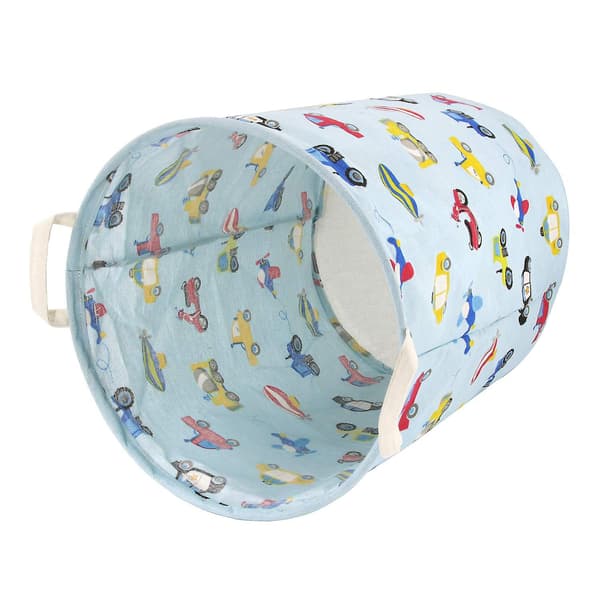 Large Canvas Laundry Basket, Waterproof, Cylindrical, with Handles, Decorative and Practical for Kids