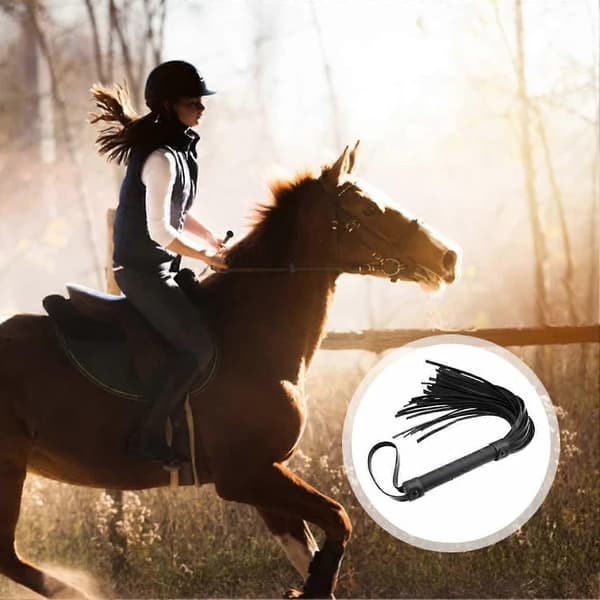 Faux Leather Horse Whip, Paddle Style, Riding Accessory for Competitive Riders (FMY)