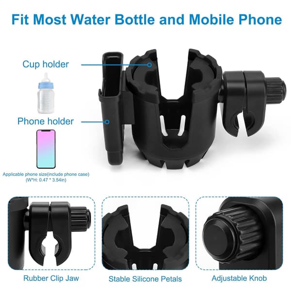 2-in-1 Cup Holder with Phone Holder, Universal Cup Phone
