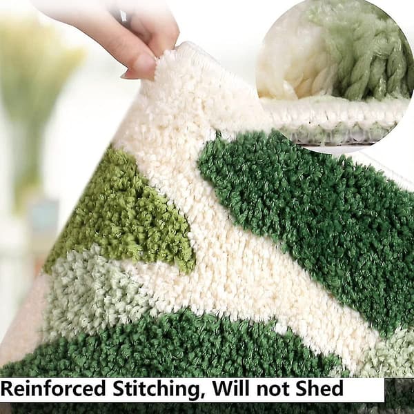 Green Leaves Microfiber Strong Water Absorption Bath Mat Tower with Non-Slip Backing Inside Entrance