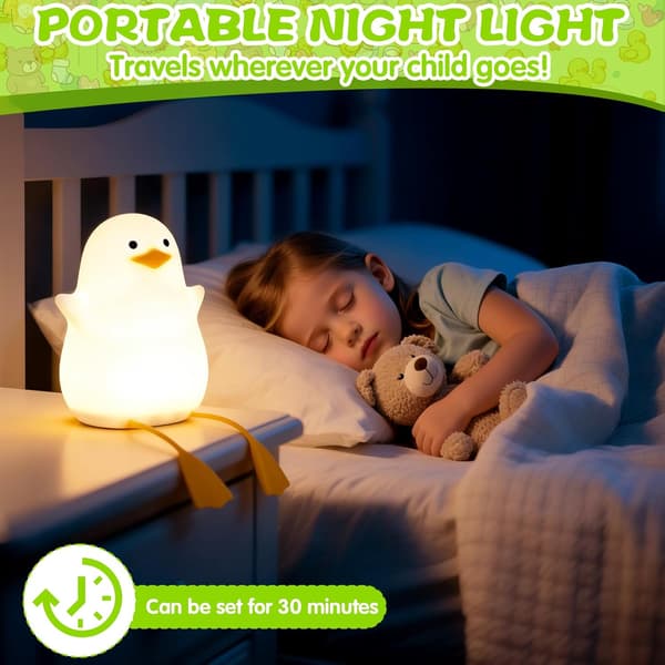 Night light for children, cute duck night light, soft silicone animal bedside lamp, dimmable night light