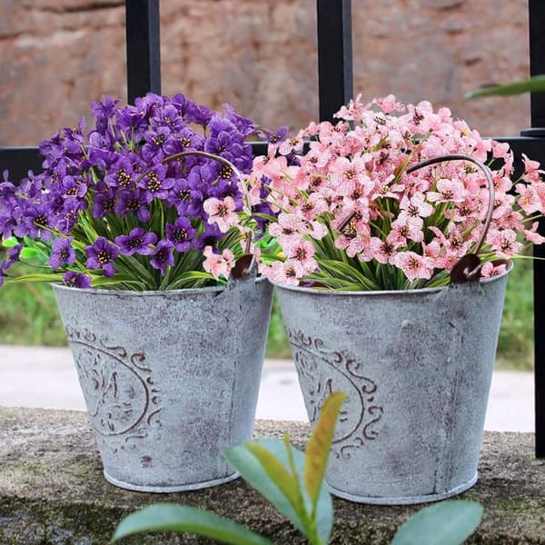 6 st konstgjorda violer, utomhus blekningsfria blommor (rosa)
