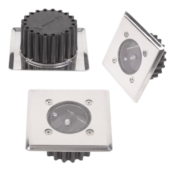 Sæt med 2 solcelledrevne LED-indbyggede jordspotlights firkantede 8,5x8,5cm