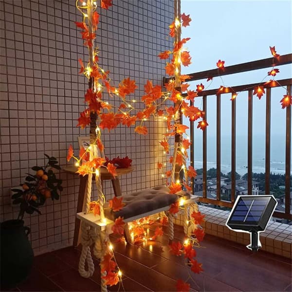 LED solcellelykter, Halloween lønnebladlykter, simuleringsbladlykter, hagedekorasjon for fest