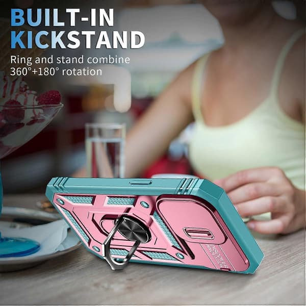 Shockproof Case for iPhone 15 Pro Max/15 Plus/15 Pro/15, Magnetic Ring Case, Camera Protective Cover Pink, iPhone 15Promax