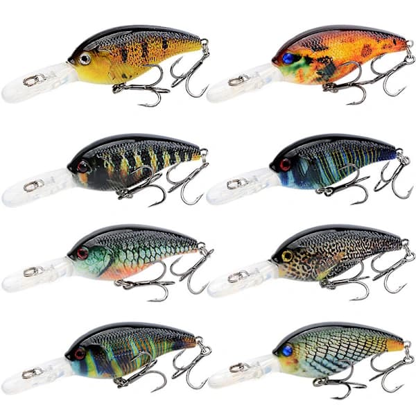 8 st Minnow Fiskedrag Set Crankbaits Trekantig Krok Bas Öring Beten Utrustning