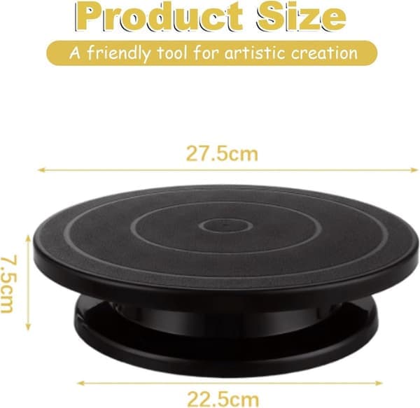 Rotating Cake Stand - Plate with Base ø 28cm Non-slip Decoration Baking Accessories Decorations Top Black