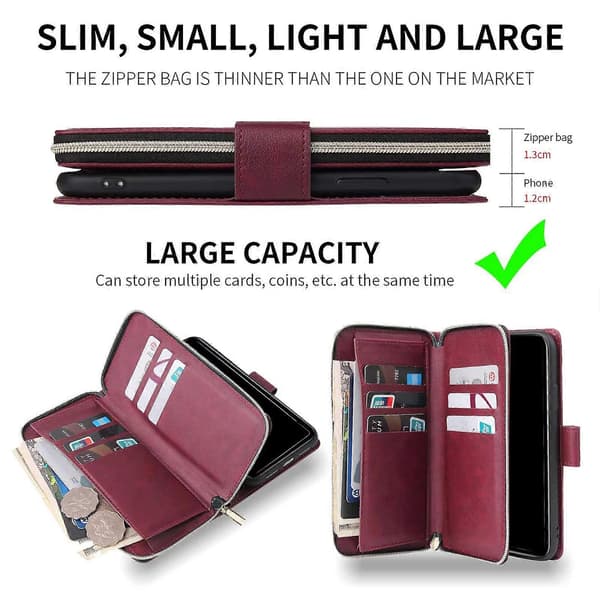Etui til Samsung Galaxy S22 Ultra, Pung Etui Rød
