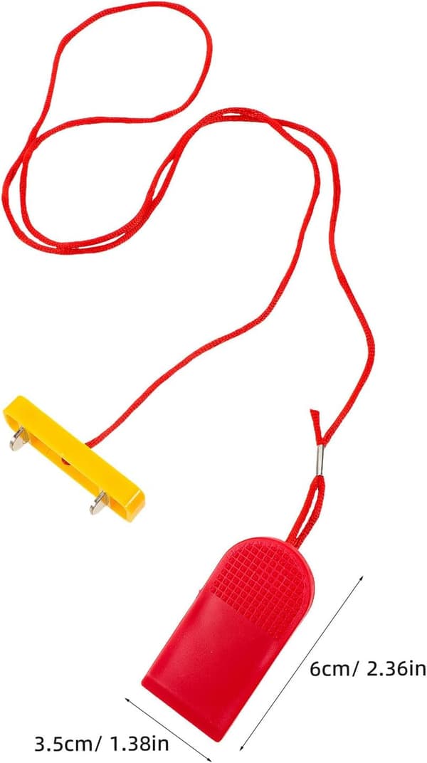 Double-Prong Treadmill Key with Red Lanyard Emergency Stop Safety Clip