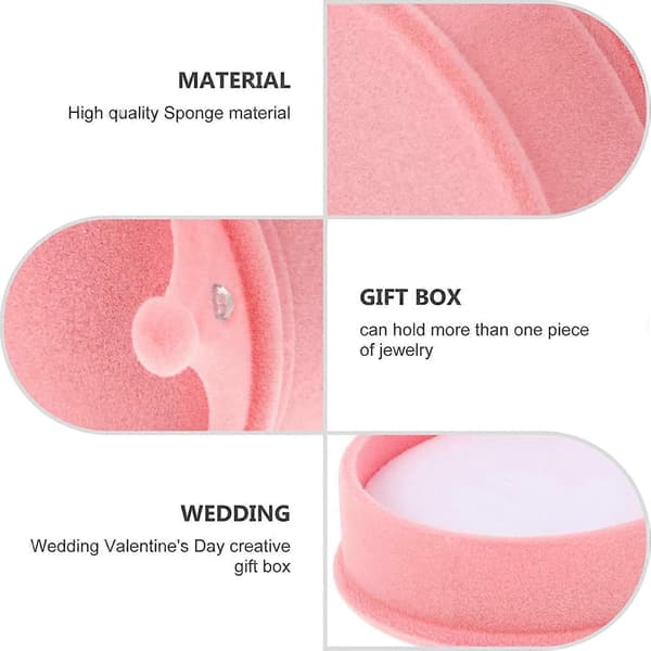 2 stk. Plys Ring Display Etui Krone Design Ringboks Smykkeskrin Halskæde Ørering Ringholder, Rosa