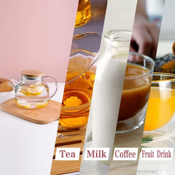 Glass Teapot with Bamboo Lid, Clear Teapot with Removable Infuser, Teapot for Loose Leaf and Blooming Tea