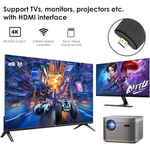 Retro Gaming Console - Video Game Consoles with 2-Pack Game Controllers, 64GB Built-in Card 20,000+ Games, 4K HDMI Display