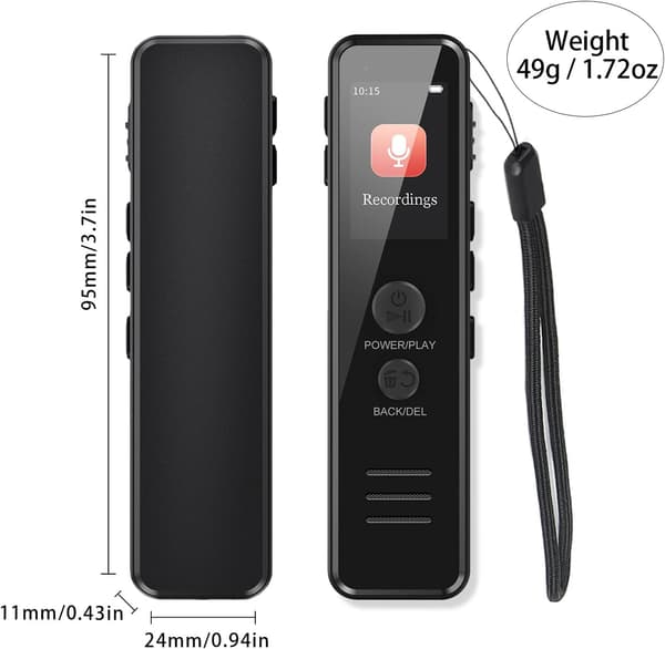 Diktafon, adgangskodeoptager, 64 GB USB C-optager til klasseværelser, møder, interviews