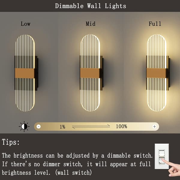Dimbar vegglampe, Threebro 10W akryl dekorativ LED vegglampe
