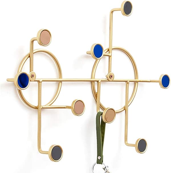 Creative Decorative Wall Mounted Coat Rack Round Art Iron Clothes Hanger Display Storage Multifunctional Hallway Wall Coat Rack