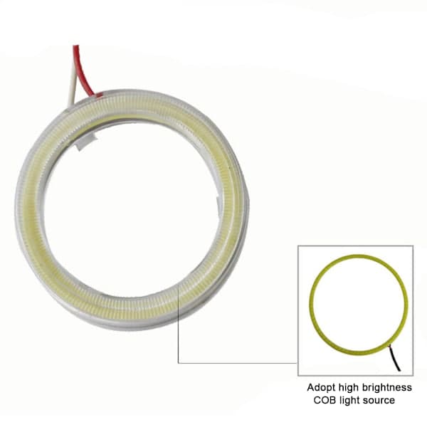 2 stk. Bil LED Forlygte Halo Ring - Gul - 70MM (Transparent Cover)
