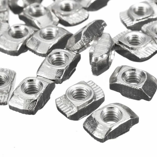 50 st -20 Silverfärgade T-muttrar av kolståltråd