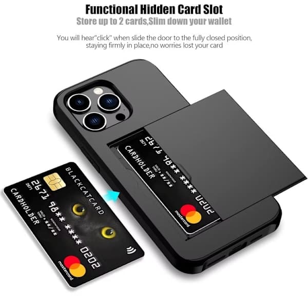 iPhone 15 Shockproof Mobile Case with Card Holder, Extra Reinforced Protective Case, Black iphone15(f2) iphone15 iphone15 iphone15 iphone15