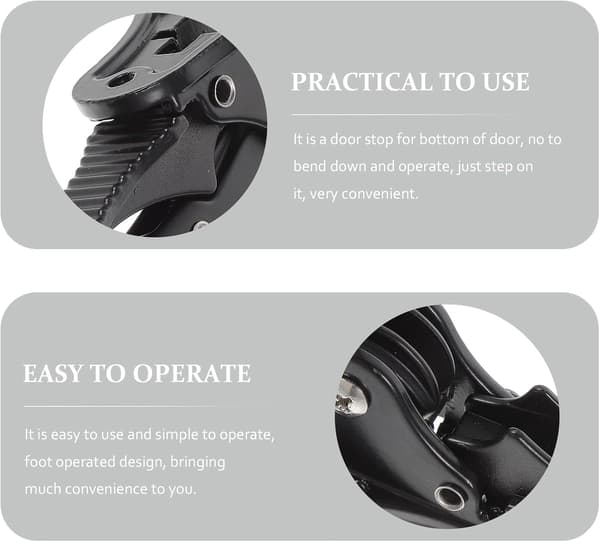 Small Size Kickdown Door Stop Matte Black Foot Pedal Door Holder Easy Installation