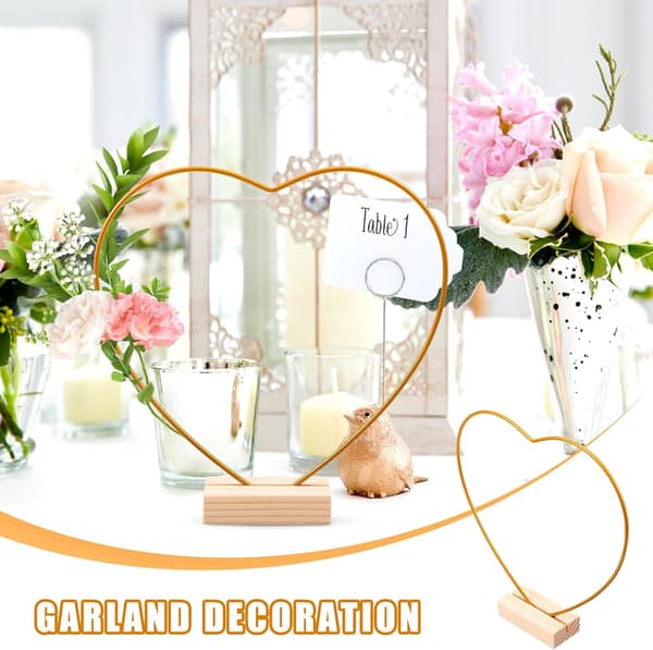 Blomsterkransramme i metall med trebunn 20 cm gullmetallring