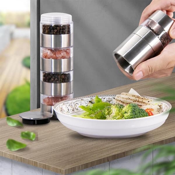 5-in-1 Herb Spice Grinder with Mill, Perfect for Kitchen & Camping, 5 Pieces