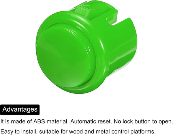 Starts Arkadeknapper ABS Microkort Pluggknapp for Rammemaskin Kampspillkonsoll DC 12V Grønn Pakke med 8