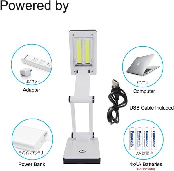 Super Bright LED Portable Desk Lamp Travel Lamp: Foldable, Touch Sensitive Control, 3 Adjustable Brightness Levels, Battery and USB Powered（f2）