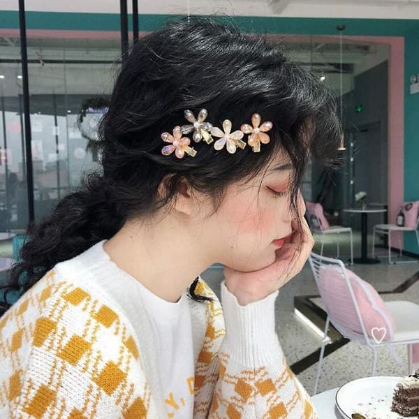 12 stk. Krystal Hårspænder Perler Alligator Hårnåle Små Mini Blomst Hårspænder til Kvinder og Piger Hårtilbehør