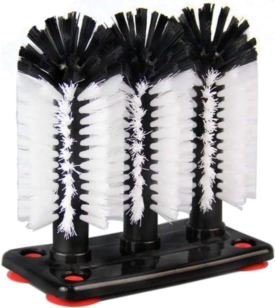 Water Bottle Cleaning Brush 3-Heads with Suction Cup for Glass Kitchen [Ho]