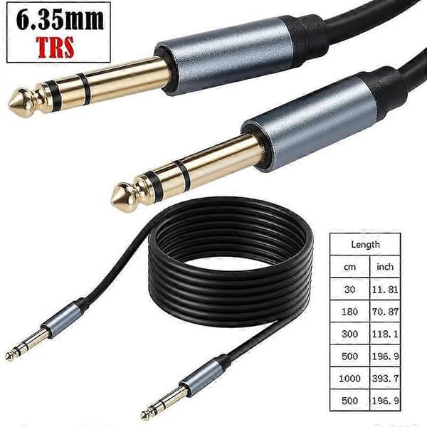 6,35 mm til 6,35 mm Stereo Aux-kabel 6,35 mm 1/4 \" Hann til 6,35 mm 1/4 \" Hann TRS