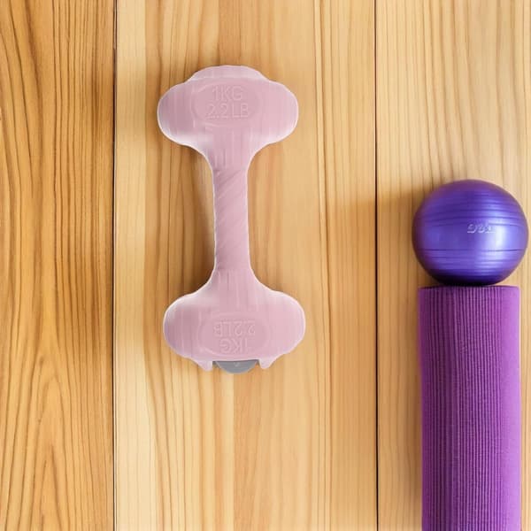 2 kg Pink Water Dumbbells (1 kg Each) - Refillable Soft Non-Slip Portable Hand Weights