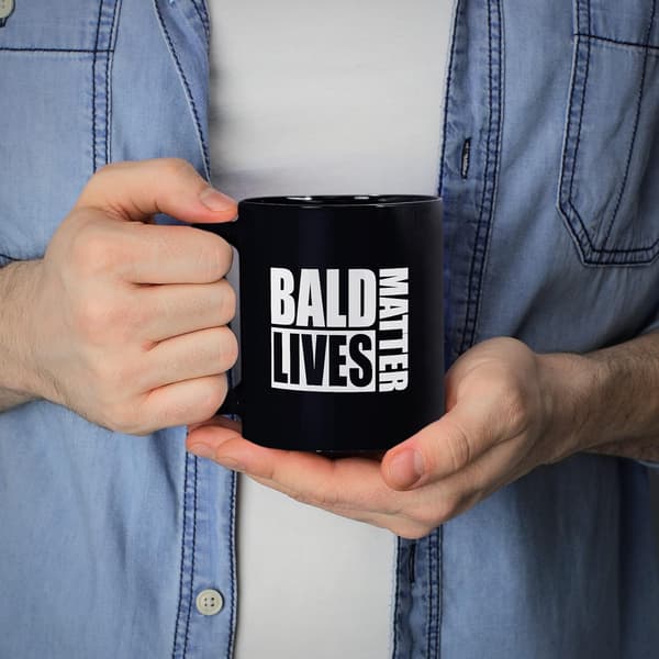 Funny Novelty Mug, Joke Gift for Bald Men, Birthday or Father's Day Present - Ceramic Coffee Cup, 11oz Mug