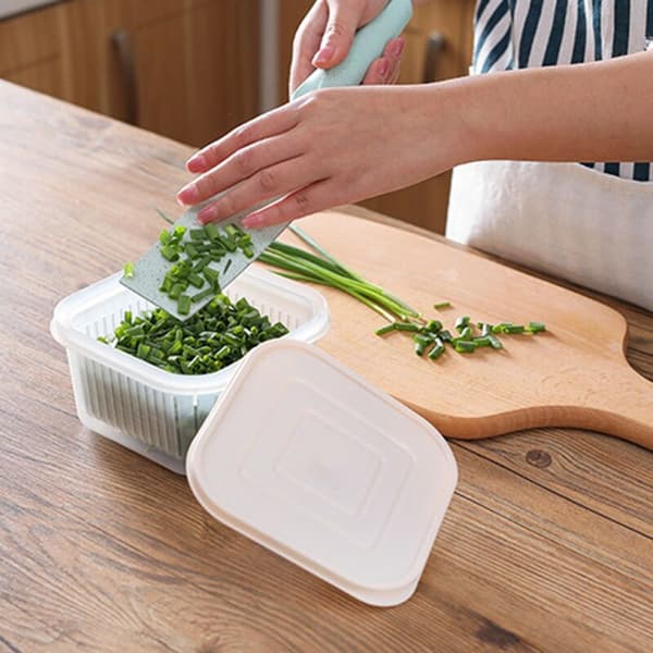 5-pack Fresh Box Refrigerator Fruit and Vegetable Storage Box Kitchen Drain Lid Storage Box Grey