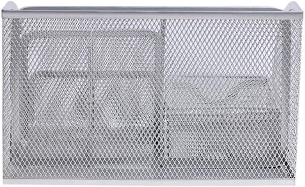 Mesh Desktop Storage Box Desk Tidy Pen Holder 6-Pack Office Supplies Pen Holder Storage Tray for Home Office Silver Silver