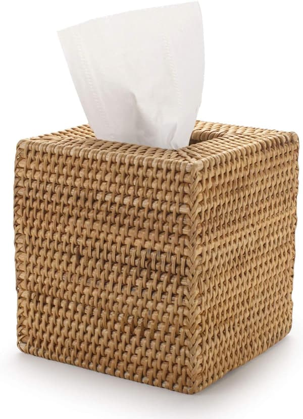 Square Rattan Tissue Box, Rattan Tissue Dispensers for Home Hotel