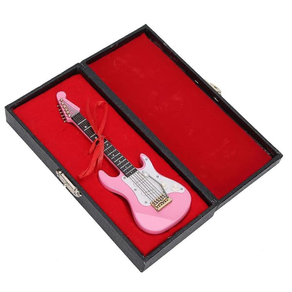 Mini Gitarrmodell Rosa Tre Musikkinstrument Dekorasjon Gaver Ornamenter 14 cm